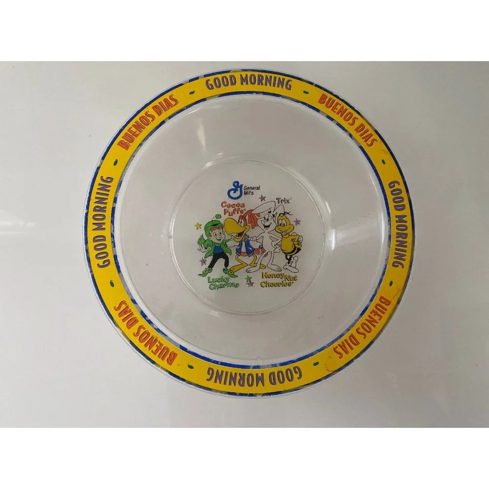 General Mills Cereal Squad Clear Cereal Bowl Good Morning Vintage Rare Good Cond